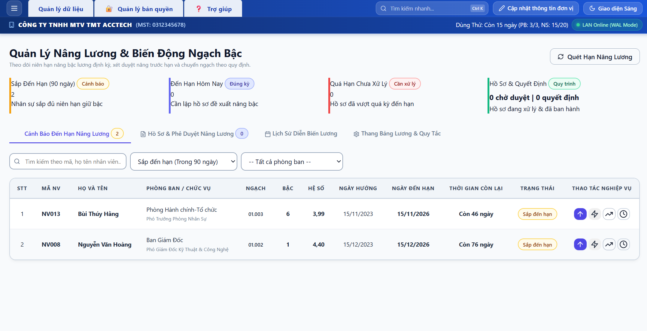Nâng ngạch bậc lương Flex-HRM
