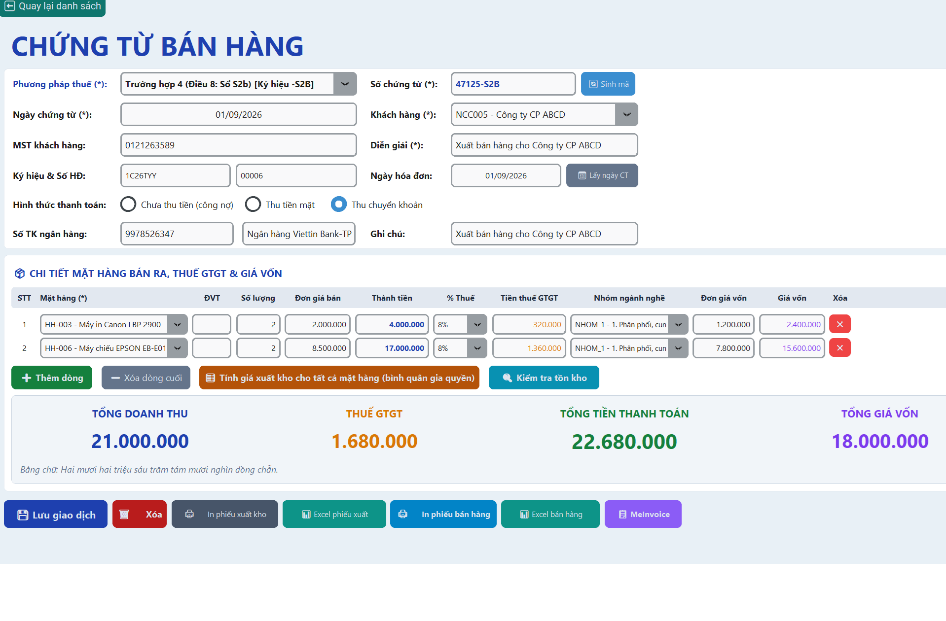 Bán hàng & Meinvoice