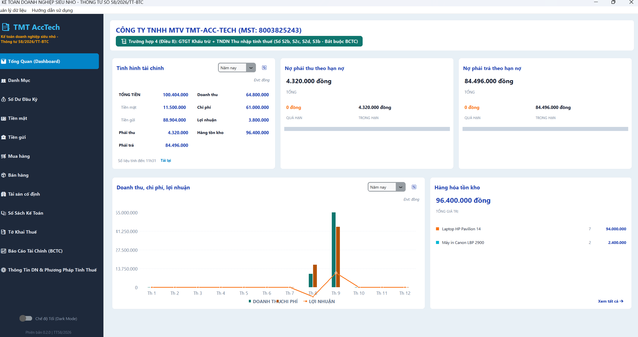 Phần mềm Kế toán DN siêu nhỏ MicroLedger